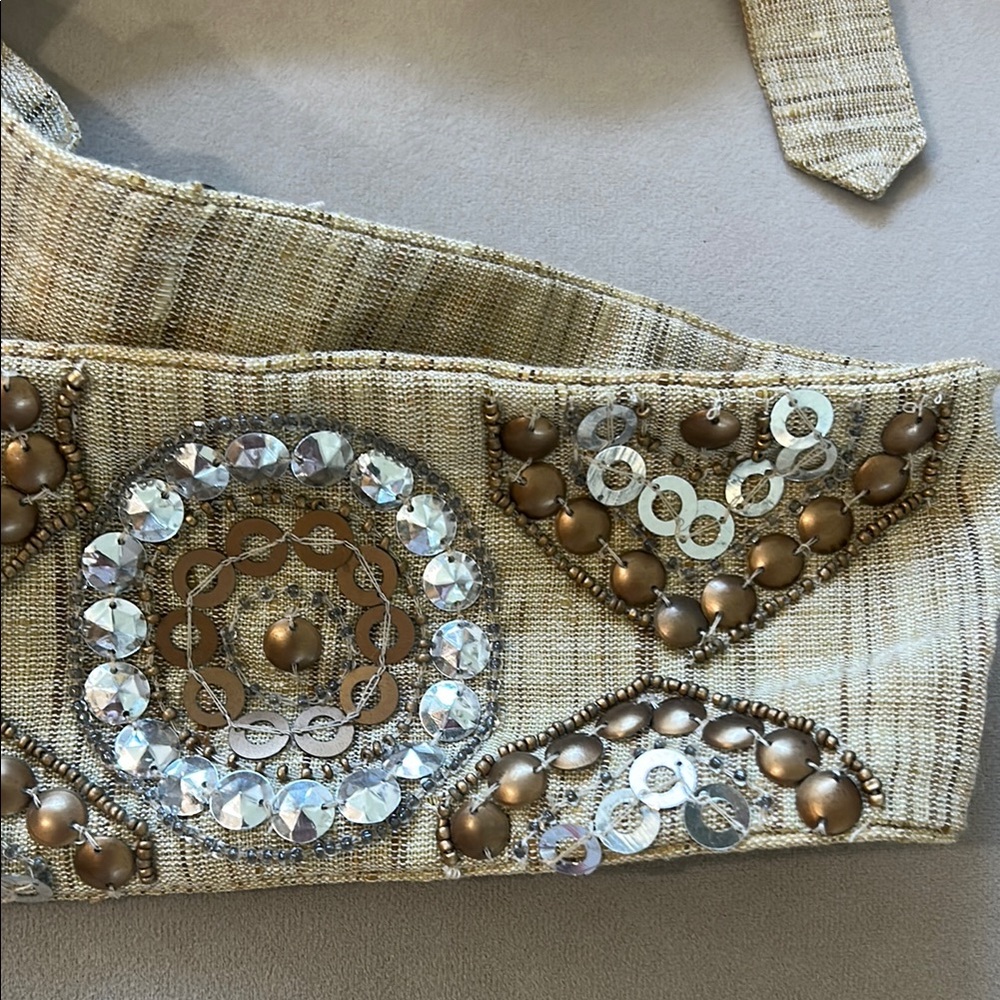 Beaded Tan Belt with Sequin Accents - Picture 7 of 7